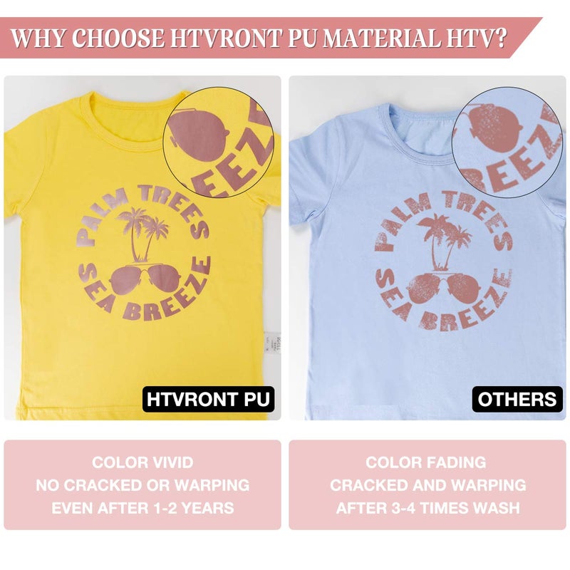 HTVRONT Heat Transfer Vinyl Rose Gold HTV Vinyl Roll for T Shirt - 12in x10ft Iron on Vinyl Easy to Cut & Weed for Heat Vinyl Design - Image 5